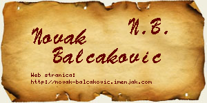 Novak Balčaković vizit kartica